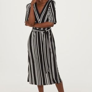 Black and White Striped Midi Dress